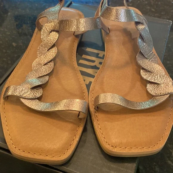 Frye Braided Strap Sydney Sandal NIB Size 10 in Bronze - Picture 8 of 16
